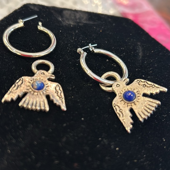 Bird Charms for Hoop Earrings with Semi Precious Cabochons-Boutique - Picture 3 of 4